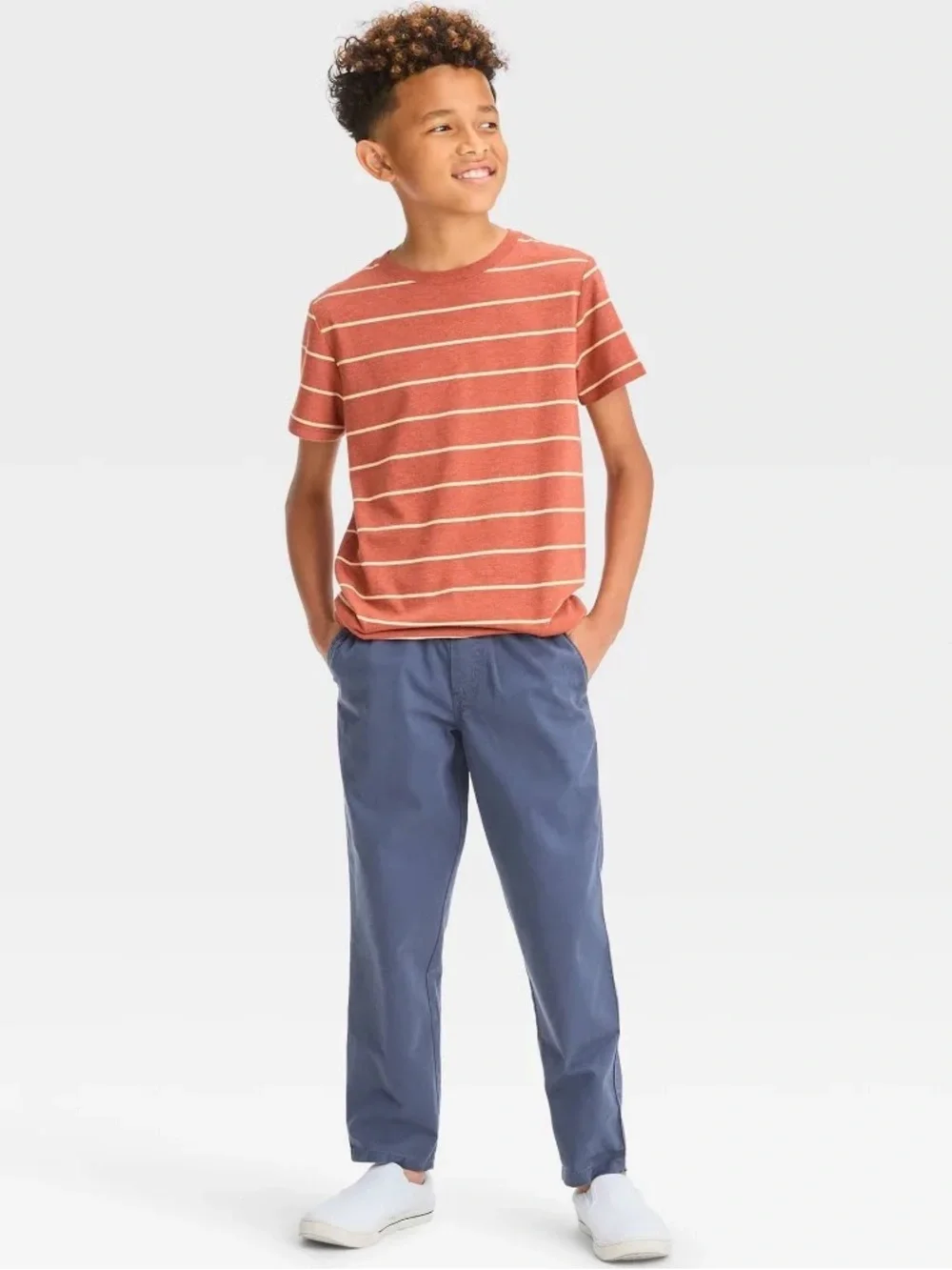 Cat & Jack Boys' Stretch Relaxed Fit Tapered Pull-On Pants - Blue 12